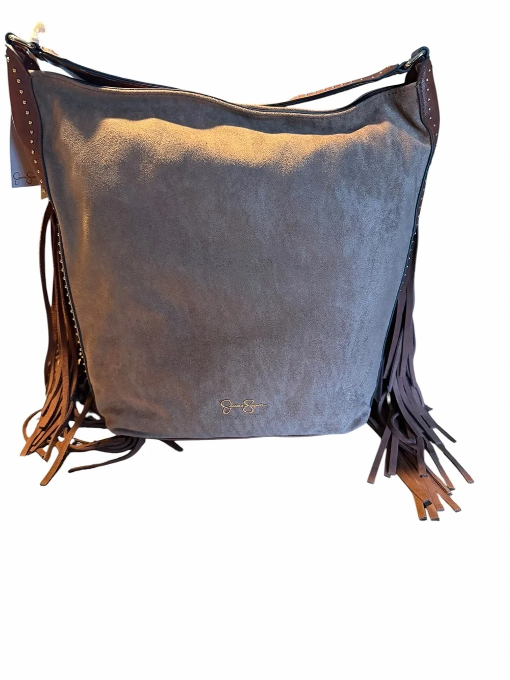 Jessica Simpson hobo Fringe Suede Shoulder Bag with Floral Embroidery - Brown